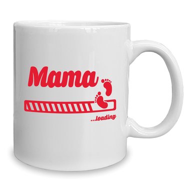 Kaffeebecher - Tasse - Mama loading weiss-fuchsia