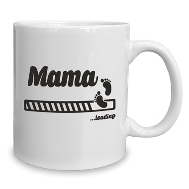 Kaffeebecher - Tasse - Mama loading weiss-fuchsia