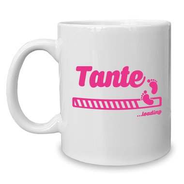 Kaffeebecher - Tasse - Tante loading weiss-fuchsia