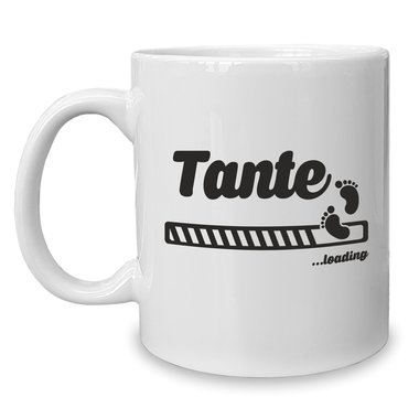 Kaffeebecher - Tasse - Tante loading weiss-fuchsia