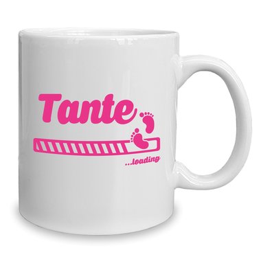 Kaffeebecher - Tasse - Tante loading weiss-fuchsia