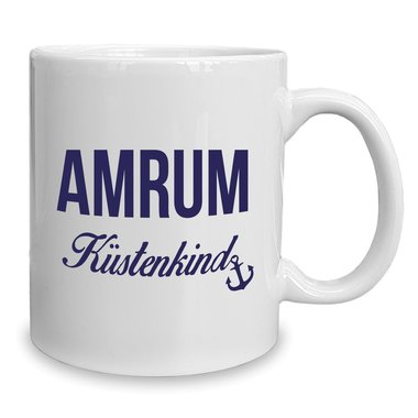 Kaffeebecher - Tasse - Amrum Kstenkind weiss-rot