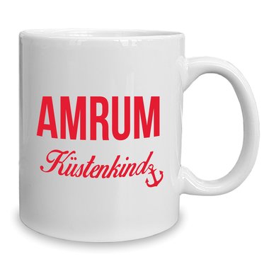 Kaffeebecher - Tasse - Amrum Kstenkind weiss-rot