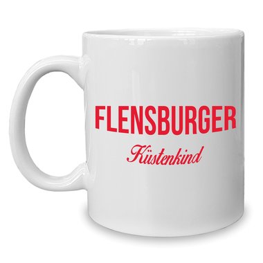 Kaffeebecher - Tasse - Flensburger Kstenkind weiss-rot