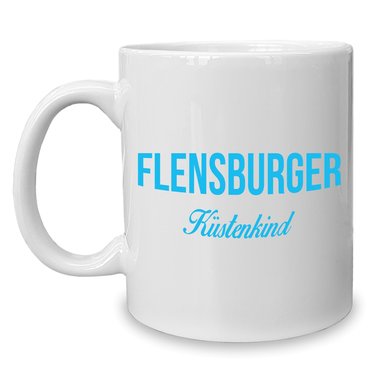 Kaffeebecher - Tasse - Flensburger Küstenkind weiss-rot