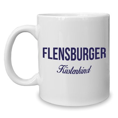 Kaffeebecher - Tasse - Flensburger Küstenkind weiss-rot