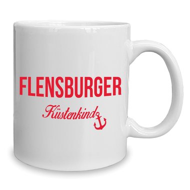 Kaffeebecher - Tasse - Flensburger Kstenkind weiss-rot