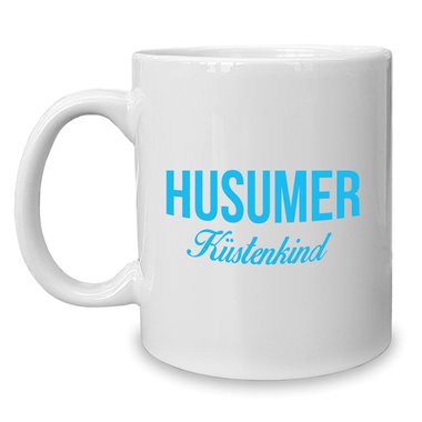 Kaffeebecher - Tasse - Husumer Kstenkind weiss-cyan