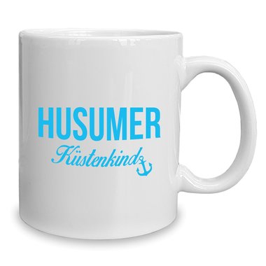 Kaffeebecher - Tasse - Husumer Kstenkind weiss-cyan