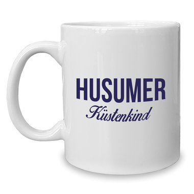 Kaffeebecher - Tasse - Husumer Kstenkind weiss-cyan