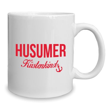 Kaffeebecher - Tasse - Husumer Kstenkind weiss-cyan