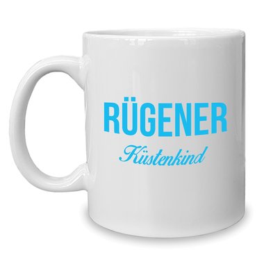 Kaffeebecher - Tasse - Rgener Kstenkind weiss-cyan