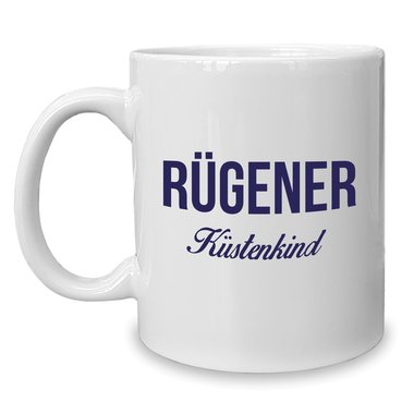 Kaffeebecher - Tasse - Rgener Kstenkind weiss-cyan