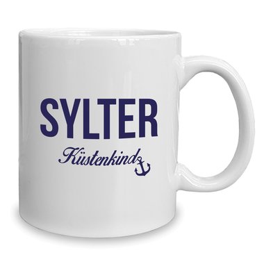 Kaffeebecher - Tasse - Sylter Kstenkind weiss-rot