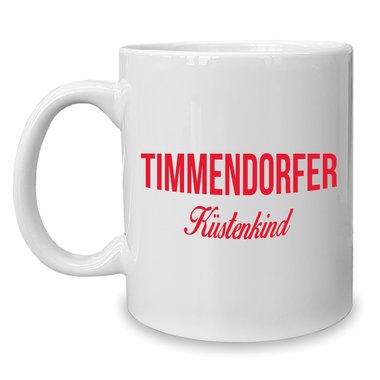 Kaffeebecher - Tasse - Timmendorfer Kstenkind weiss-rot