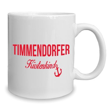 Kaffeebecher - Tasse - Timmendorfer Kstenkind weiss-rot