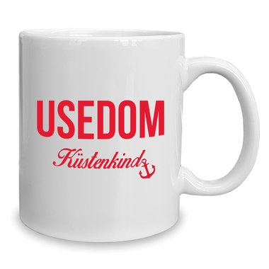Kaffeebecher - Tasse - Usedom Kstenkind weiss-rot