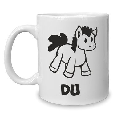 Kaffeebecher - Tasse - Du, Ich Einhorn weiss-schwarz