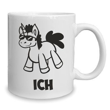 Kaffeebecher - Tasse - Du, Ich Einhorn weiss-schwarz