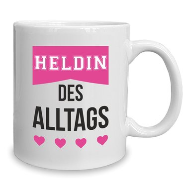 Kaffeebecher - Tasse - Heldin des Alltags weiss-rot