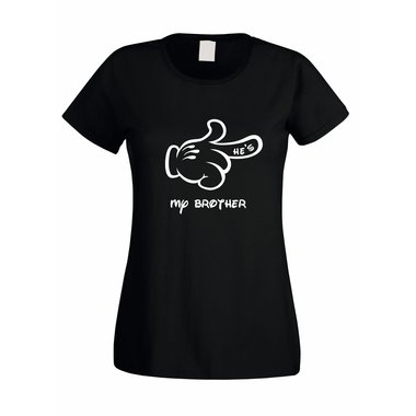 Damen T-Shirt Mickey Hand - Hes my brother