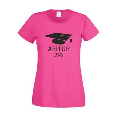 Damen T-Shirt - Abitur 2018 fuchsia-schwarz XS