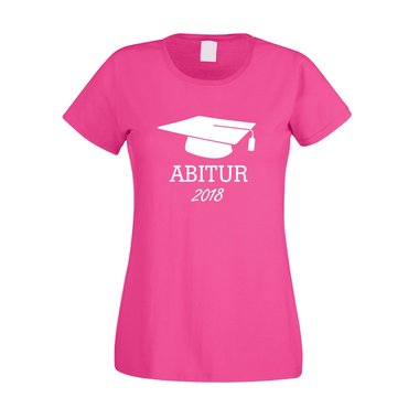 Damen T-Shirt - Abitur 2018 fuchsia-schwarz XS