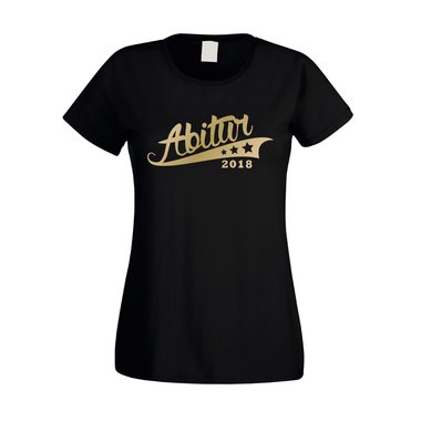Damen T-Shirt - Abitur 2018 - mit Sternen fuchsia-schwarz XS