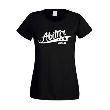 Damen T-Shirt - Abitur 2018 - mit Sternen fuchsia-schwarz XS