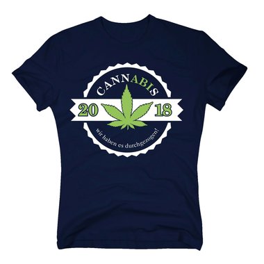 Herren T-Shirt - Cannabis - Abitur 2018 dunkelblau-apfelgrn S