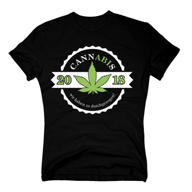 Herren T-Shirt - Cannabis - Abitur 2018 dunkelblau-apfelgrn S