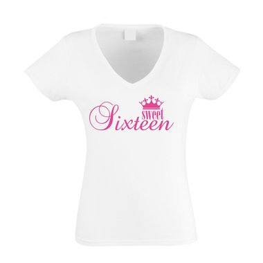 Damen V-Neck T-Shirt - Sweet Sixteen