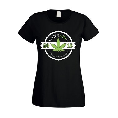 Damen T-Shirt - Cannabis - Abitur 2018 fuchsia-cyan XS