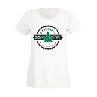 Damen T-Shirt - Cannabis - Abitur 2018 fuchsia-cyan XS