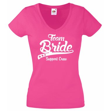 Damen T-Shirt Junggesellenabschied TEAM BRIDE Support Crew V-Ausschnitt