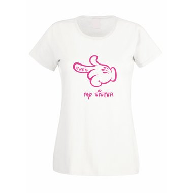 Damen T-Shirt Mickey Hand - Shes my sister