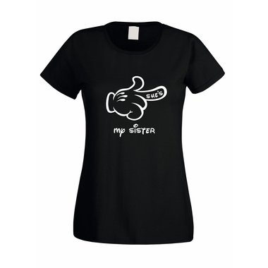 Damen T-Shirt Mickey Hand RECHTS - She´s my sister