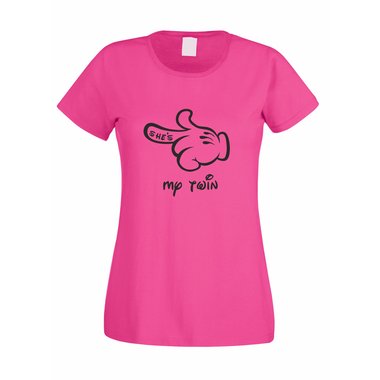 Damen T-Shirt Mickey Hand - Shes my twin