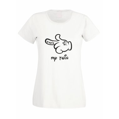 Damen T-Shirt Mickey Hand - Shes my twin