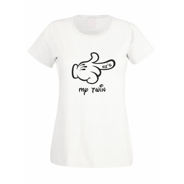 Damen T-Shirt Mickey Hand RECHTS- Hes my twin
