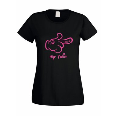 Damen T-Shirt Mickey Hand RECHTS- Hes my twin