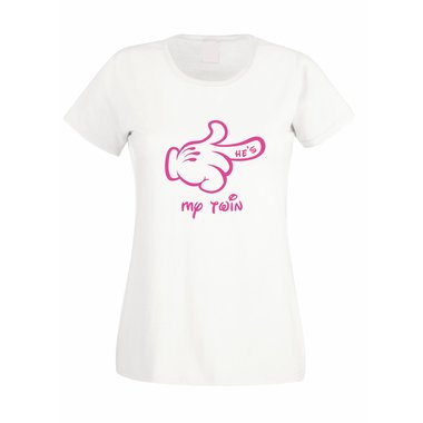 Damen T-Shirt Mickey Hand RECHTS- Hes my twin