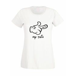 Damen T-Shirt Mickey Hand RECHTS- Hes my twin