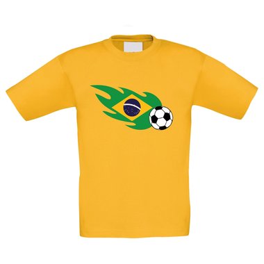 Kinder T-Shirt - Brasilien Feuer Fußball