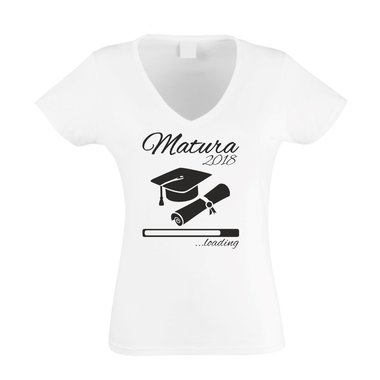 Damen T-Shirt V-Neck - Matura 2018 ...loading weiss-schwarz XXL