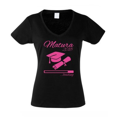 Damen T-Shirt V-Neck - Matura 2018 ...loading weiss-schwarz XXL