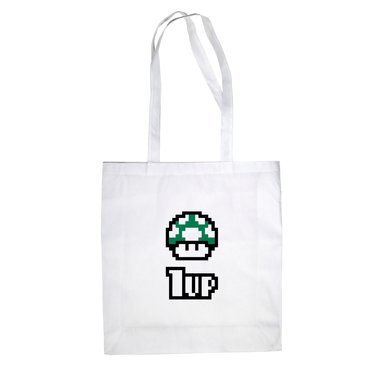 Baumwolltasche Jutebeutel --  Toad 1UP
