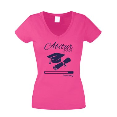 Damen T-Shirt V-Neck - Abitur 2018 ...loading weiss-schwarz XXL