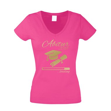 Damen T-Shirt V-Neck - Abitur 2018 ...loading weiss-schwarz XXL