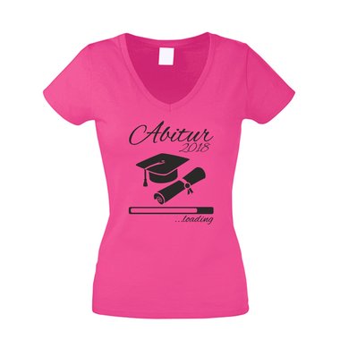 Damen T-Shirt V-Neck - Abitur 2018 ...loading weiss-schwarz XXL
